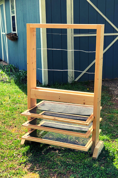 Wooden herb drying rack for solar drying fresh herbs