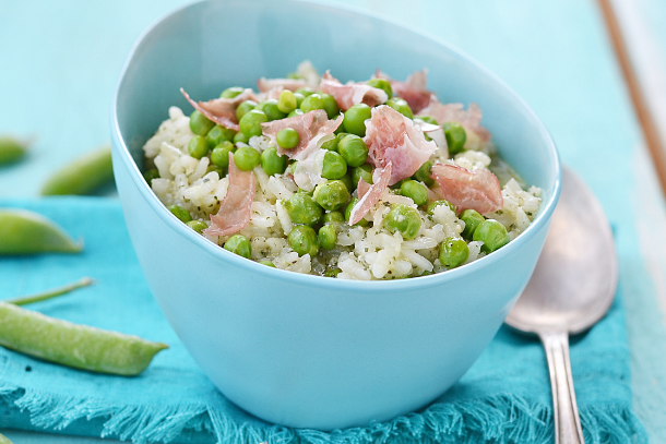 Simple Spring Pea And Bacon Risotto